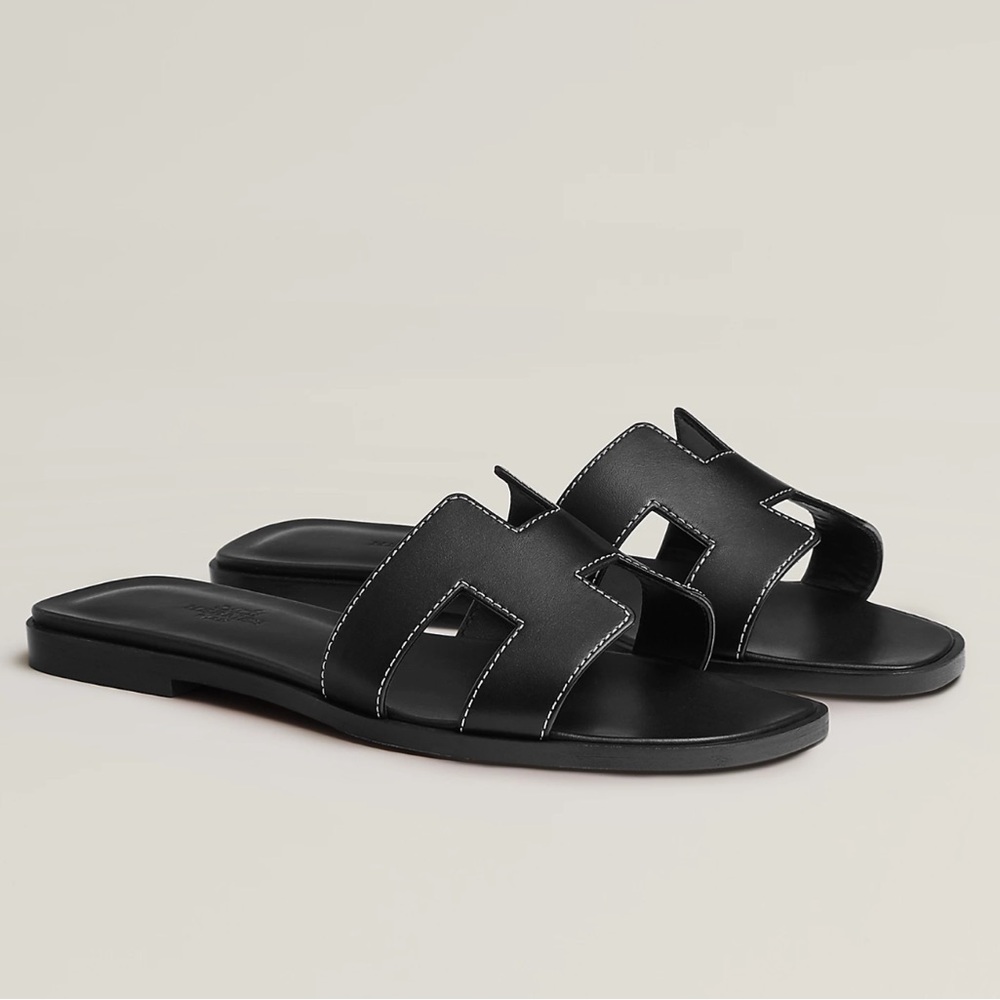 Hermes Oran Sandals in Black